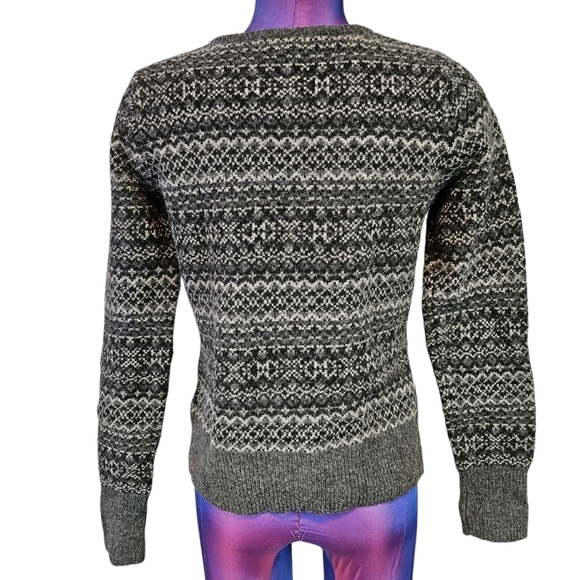 Eddie Bauer Fair Isle Wool Button Down Gray Cardigan‎ Sweater Small Women's - Picture 5 of 8